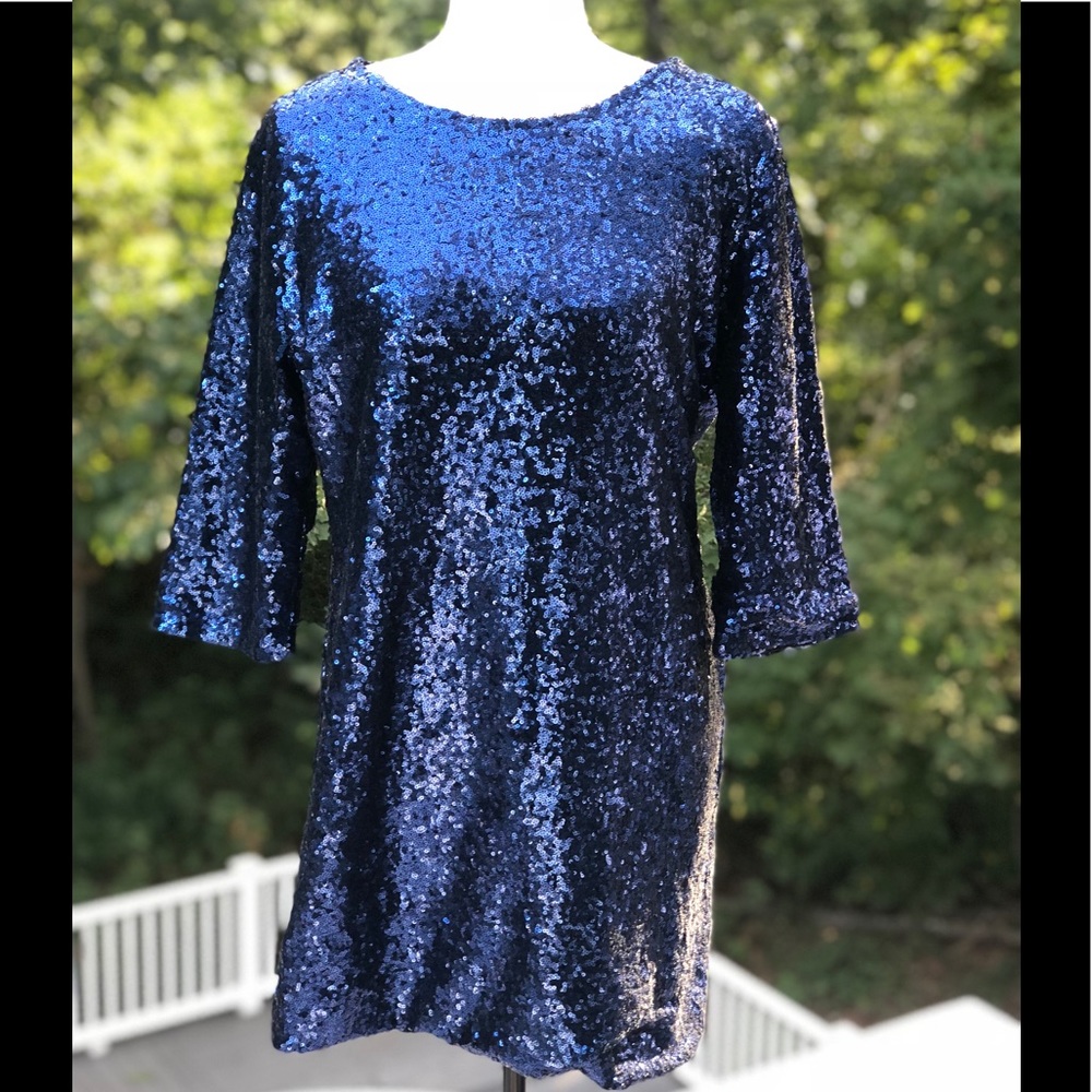 NWT Plus Size 22 Navy Sequined Dress